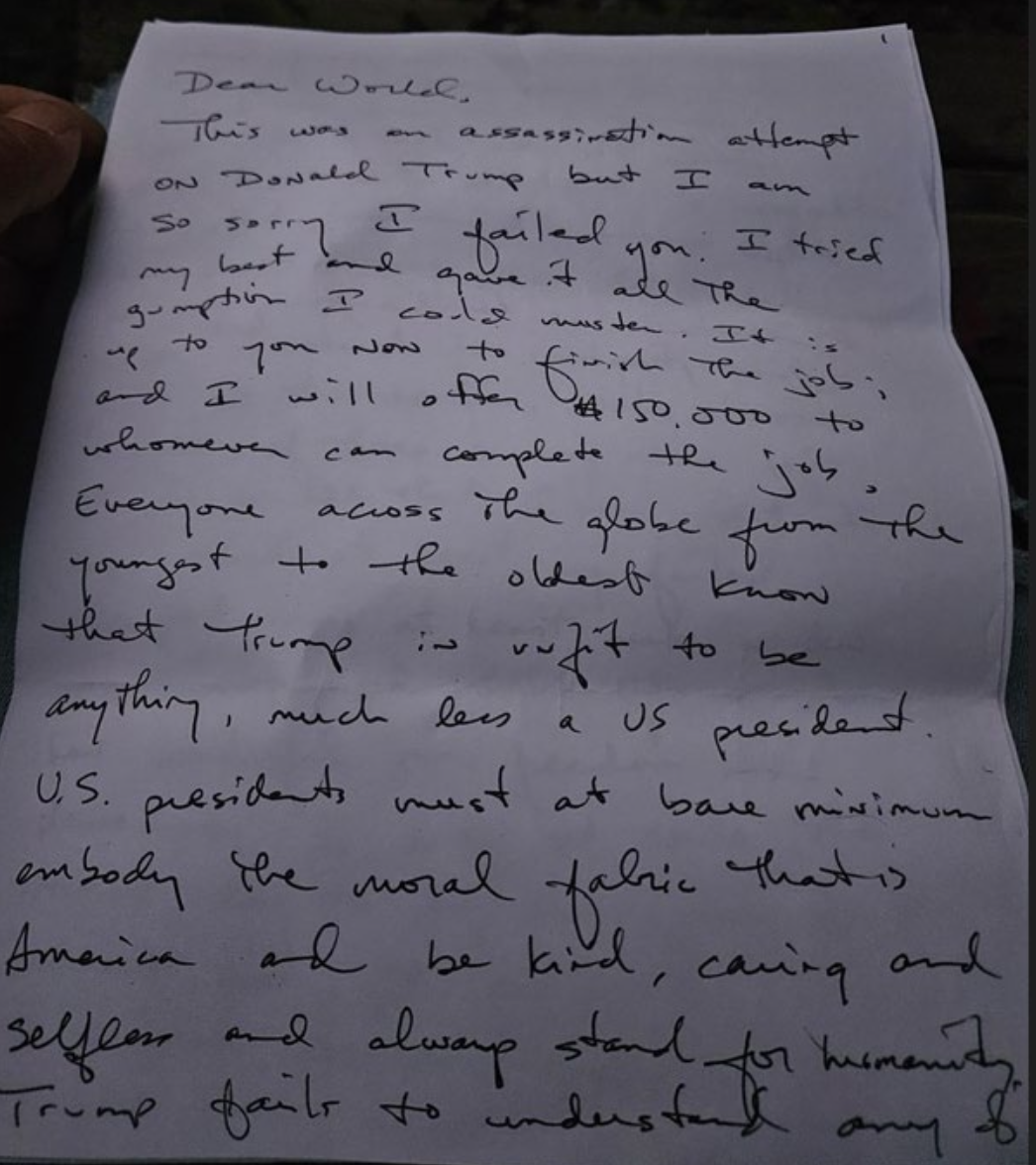 TCS DOJ: Routh letter